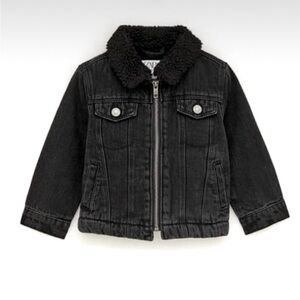ZARA Kids Unisex Faux Shearling Sherpa Fur Lined Denim Jacket Warm Cozy Coat